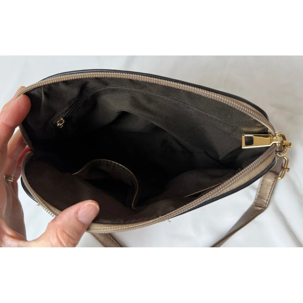 Elim and Paul Dome Crossbody Bag‎ Metallic Bronze Dome Satchel Adjustable Strap